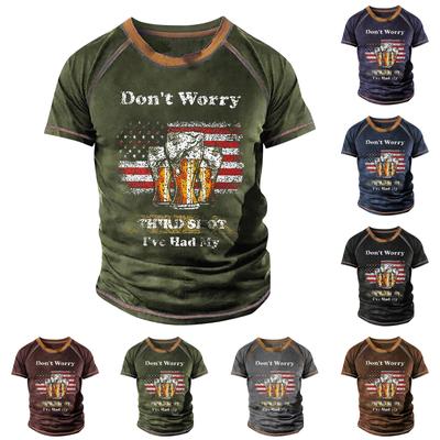 T-shirt raglan da uomo retrò a maniche corte girocollo con stampa di lettere