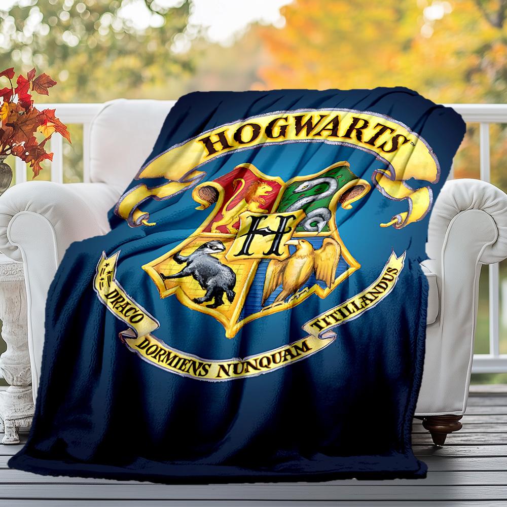 1pc Hogwarts Harry Potter Crest Outdoor Flannel Throw Blanket All Season Soft Warmth,Home Decor 1031229
