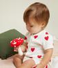 Heart Print Short Romper A09HG 6 months 67cm [Petit Bateau] Off-White/Red