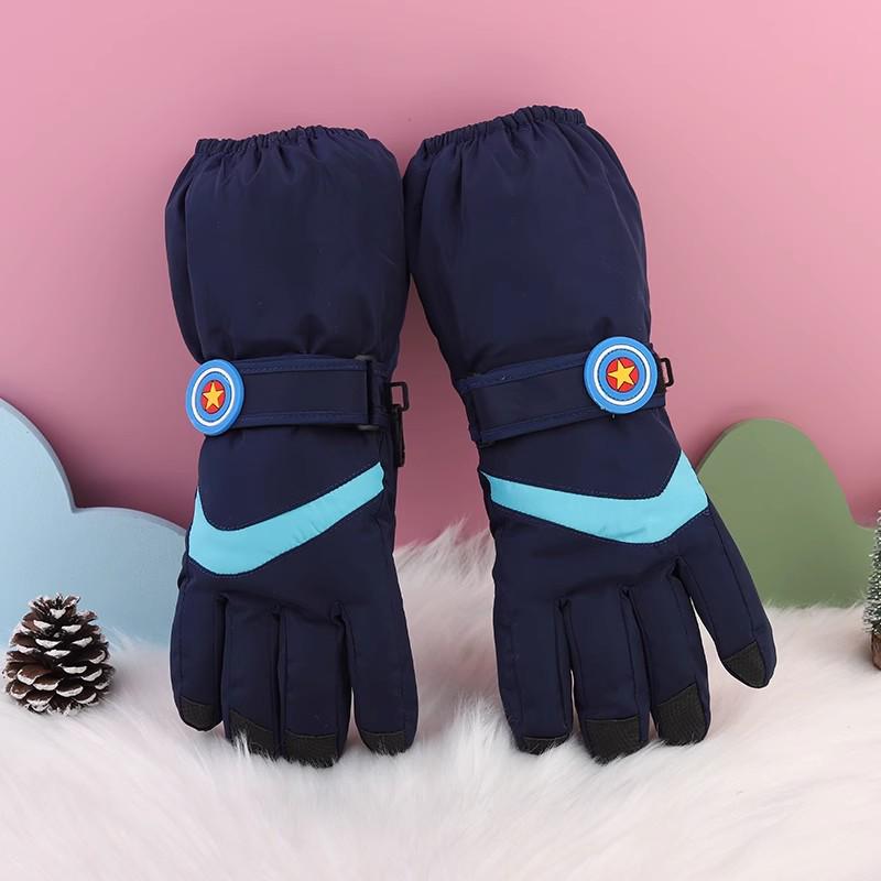 Children's Winter Ski Gloves: Thick, Cold-Proof, Waterproof, Windproof, Non-Slip, Warm Cotton for Ages 3-17.