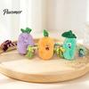 Aggressive Chewer Toy Stuffed Vegetable Dog Toy, Interactive Squeaky Chew Plush Carrot Eggplant Green Pepper with Rope Arm for Tug-of-war, Small