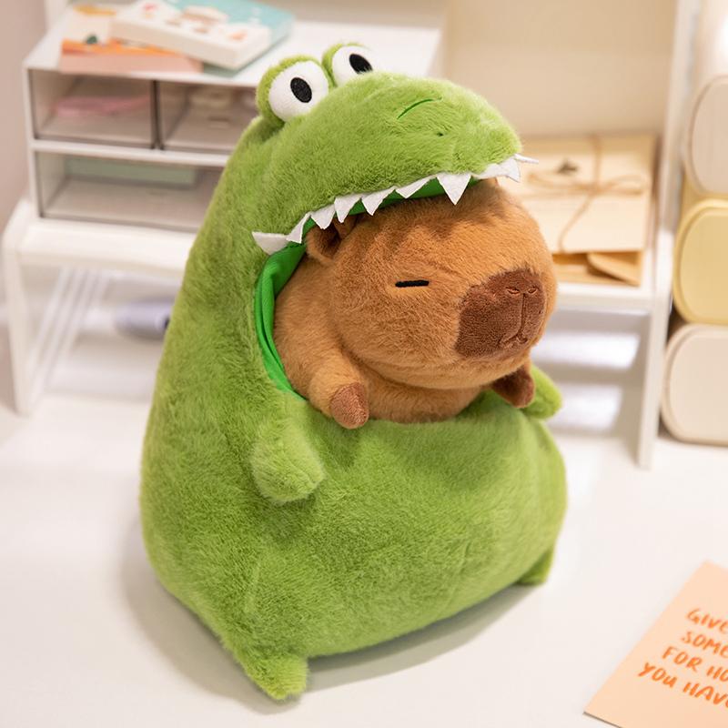 Latest Capybara Featuring Green Dinosaur Plush Doll Adorable Gentle Stuffed Animals Capibara Anime Toy Cute And Charming Plushie Xmas Present
