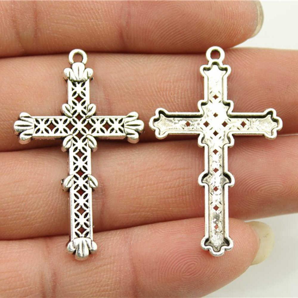 10pcs Charms Cross Antique Bronze Silver Color Pendants DIY Crafts Making Findings