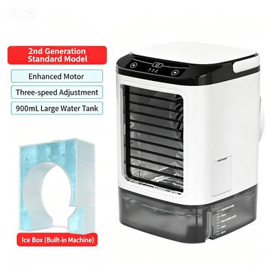 HOMEFISH Condizionatore Portatile Ventilatore da Scrivania Doppia Nebulizzazione Atomizzazione Ultrasonica 3 Velocità Silenzioso Raffreddatore d'Aria Luce Notturna Ventilatore Elettrico