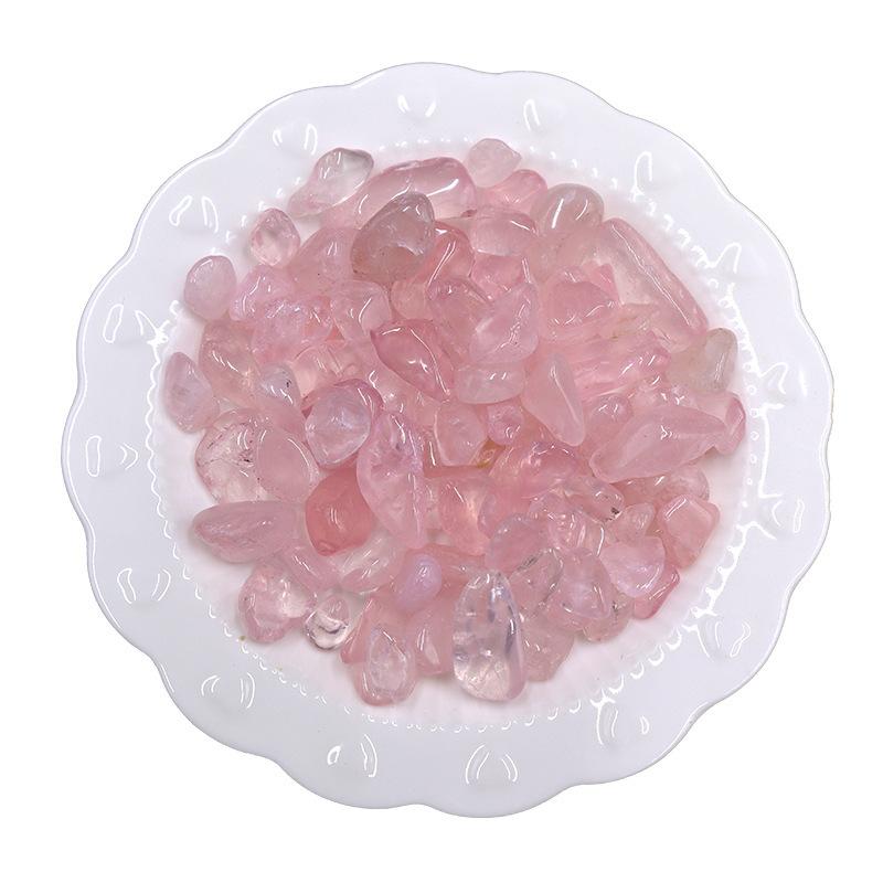 Natural green strawberry crystal, crystal crushed stone, fish tank decoration, raw ore polishing, fragrance stone, 100g Rose quartz chips 100g