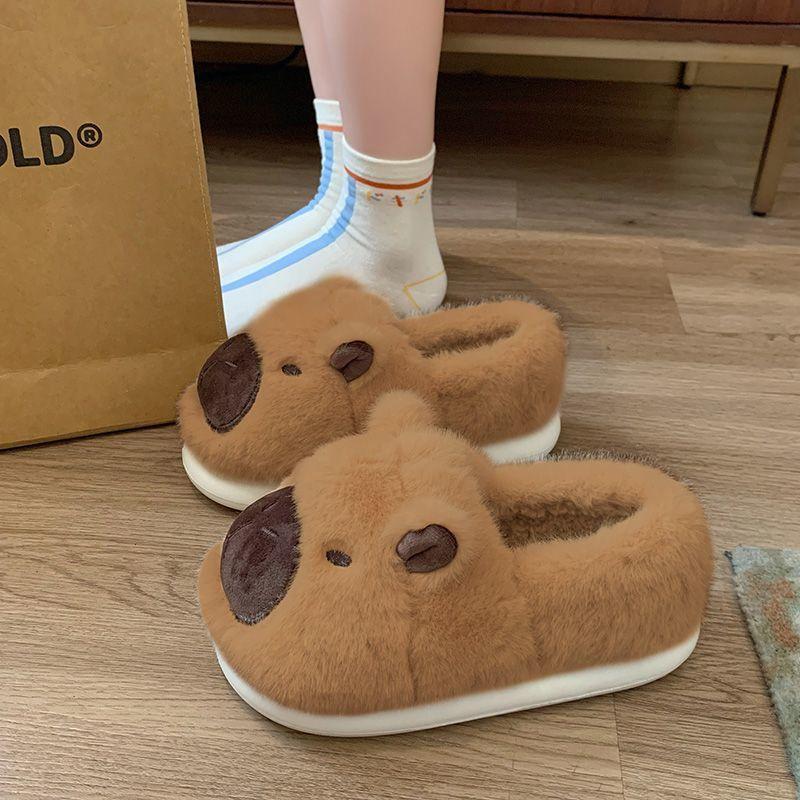 Cute Bag Heel Cotton Slippers Winter 2025 New Home Indoor Comfortable Thick-soled Non-slip Plush Warm Cotton Shoes