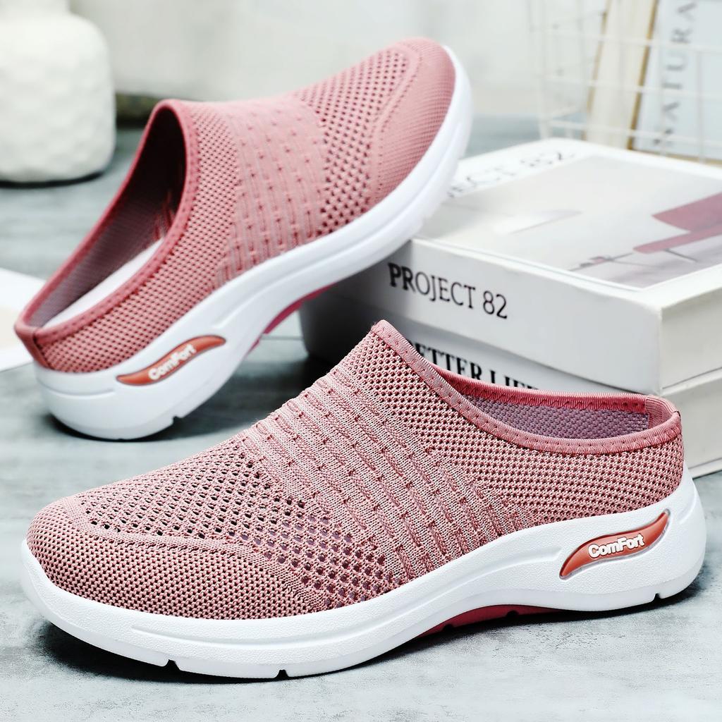 Women Closed Toe Slippers Breathable Slip On Slides Soft Sole Casual Outdoor Shoes Solid Color Versatile