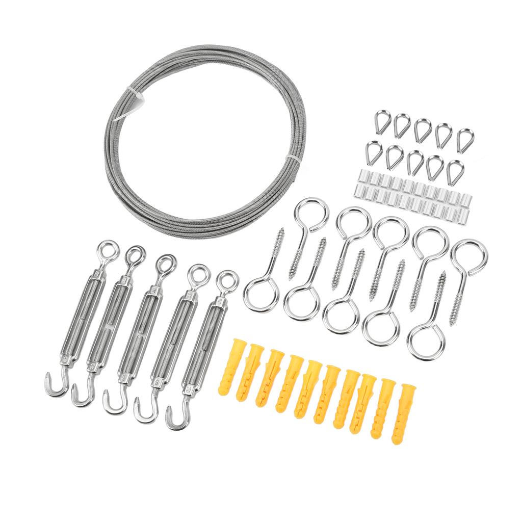 Rubber Coated Stainless Steel Wire Rope Kit String Light Hanging Kit Outdoor Garden Railing Cable Set