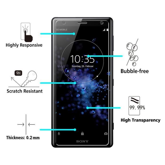 Film de protection d'écran - PHONILLICO - Sony Xperia XZ2 - Pack de 3 - Ultra résistant - Anti-rayures