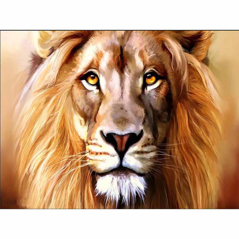New 5D DIY Animal Diamond Painting Lion Diamond Embroidery Sunset Cross Stitch Full Round Drill Home Decor Manual Gift
