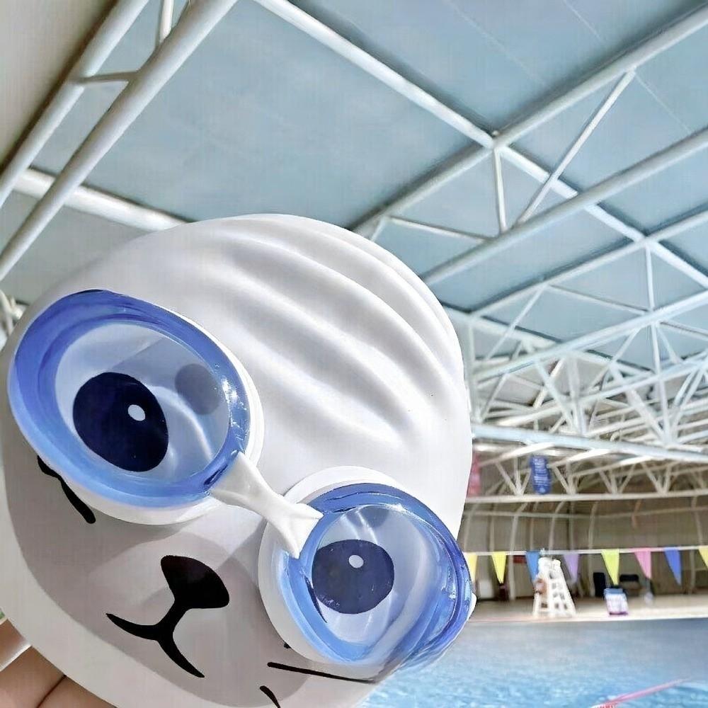 Gorro de Natación Impermeable Gorra con Estampado de Animales de Dibujos Animados Linda Gorra de Silicona para Nadar Uso en Piscina
