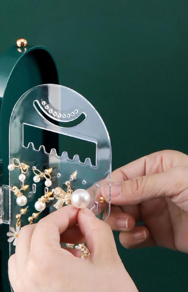 Jewelry box organizer stand earrings bottle green