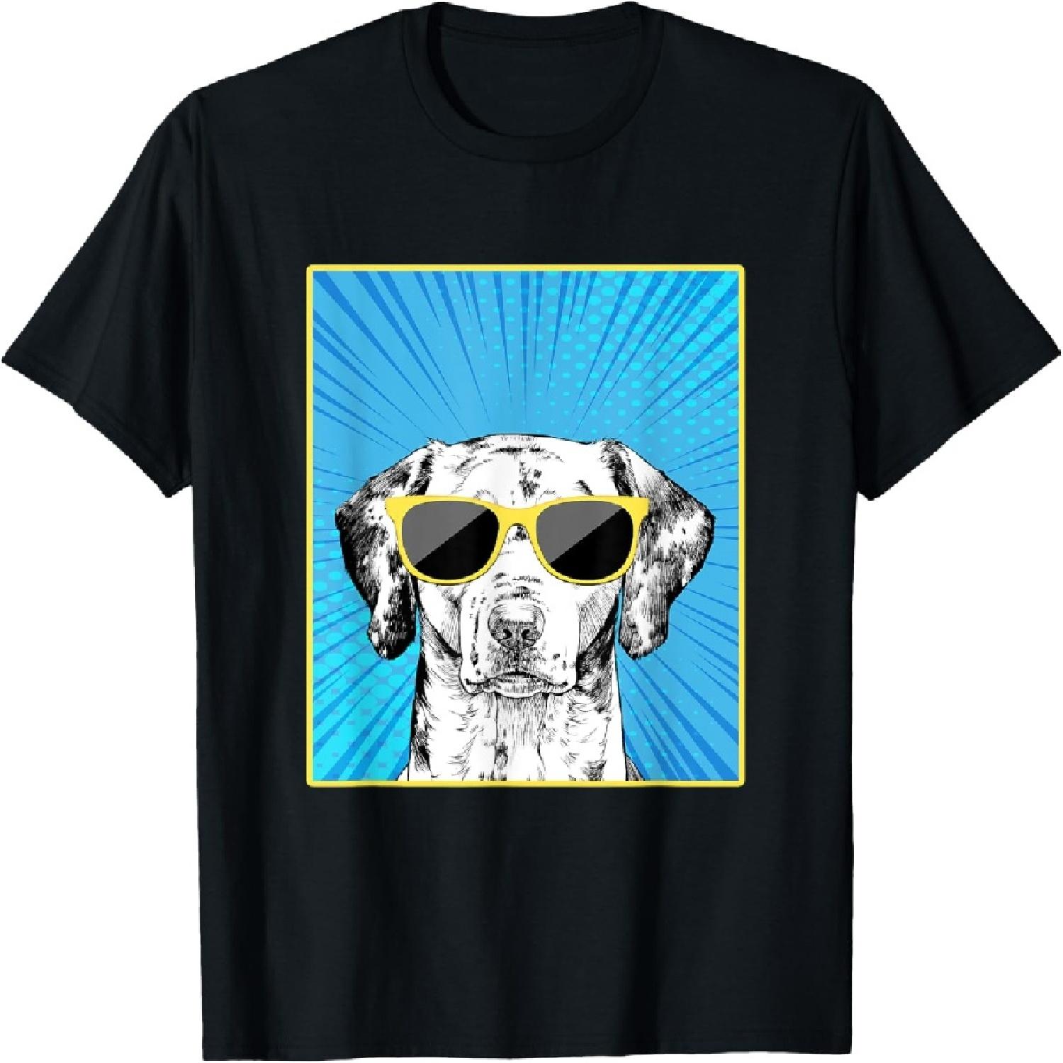 Dalmatian Portrait Pop Art Dog with Sunglasses Men Women Kids T-Shirt S
