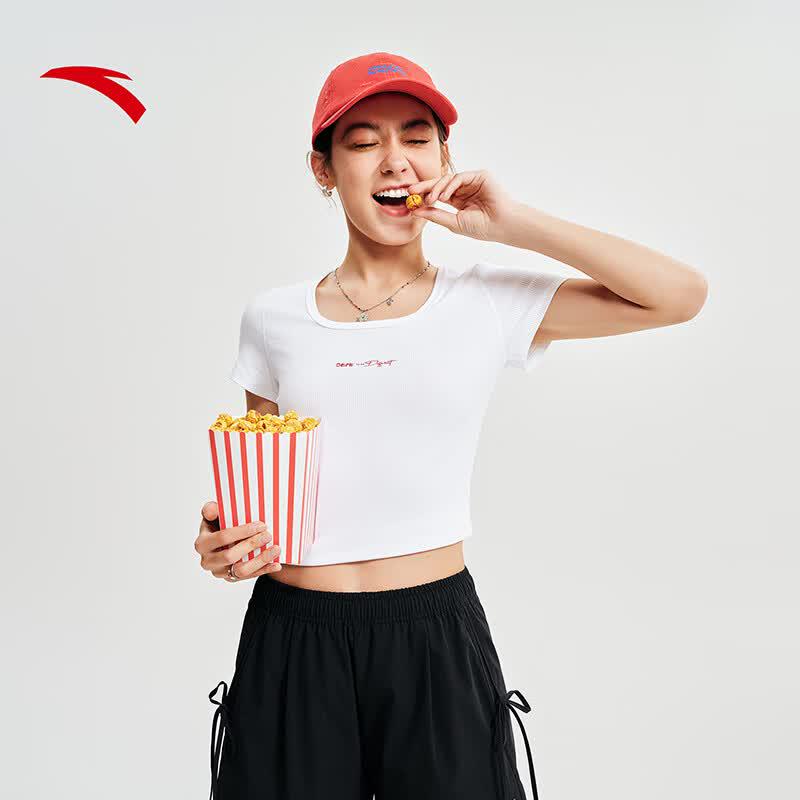 Anta Women's Slim Fit Knit Short Sleeve T-Shirt