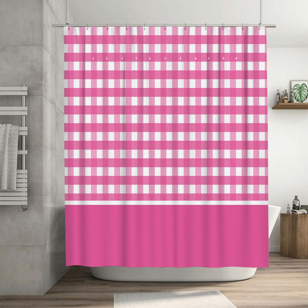 Customized Shower Curtain Personalized Name Home Decor Pink Striped Bathroom Accessories