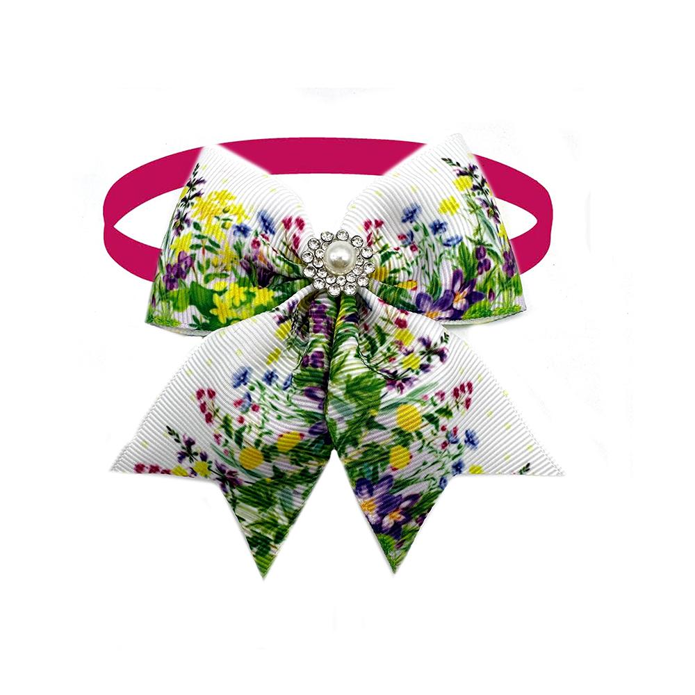 50/100pcs Dog Bow Tie Spring Flowers Style Dog Bowties Neckties Collar Pet Supplies Pet Grooming Accessories for Small Dog Cat