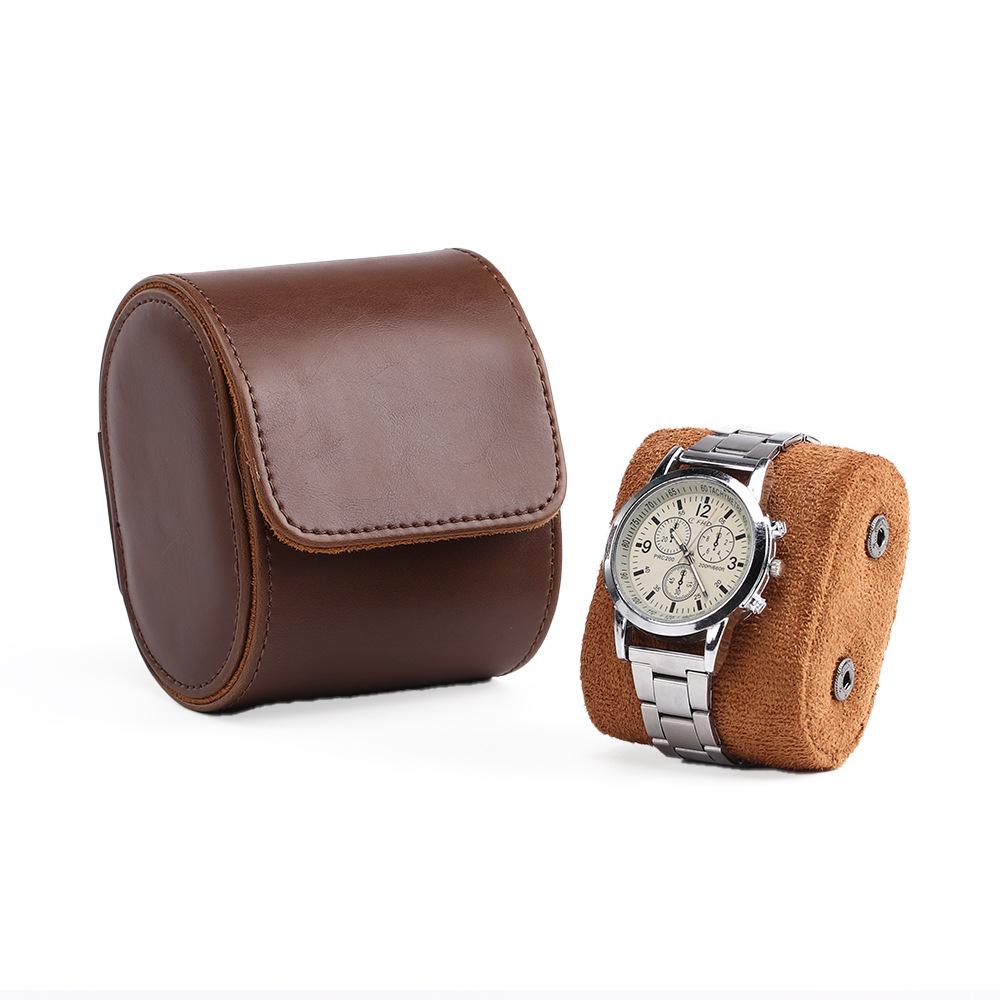 

Vintage Crazy Horse Leather Watch Box: Portable Dustproof Anti-Fall Organizer for Mechanical Watches