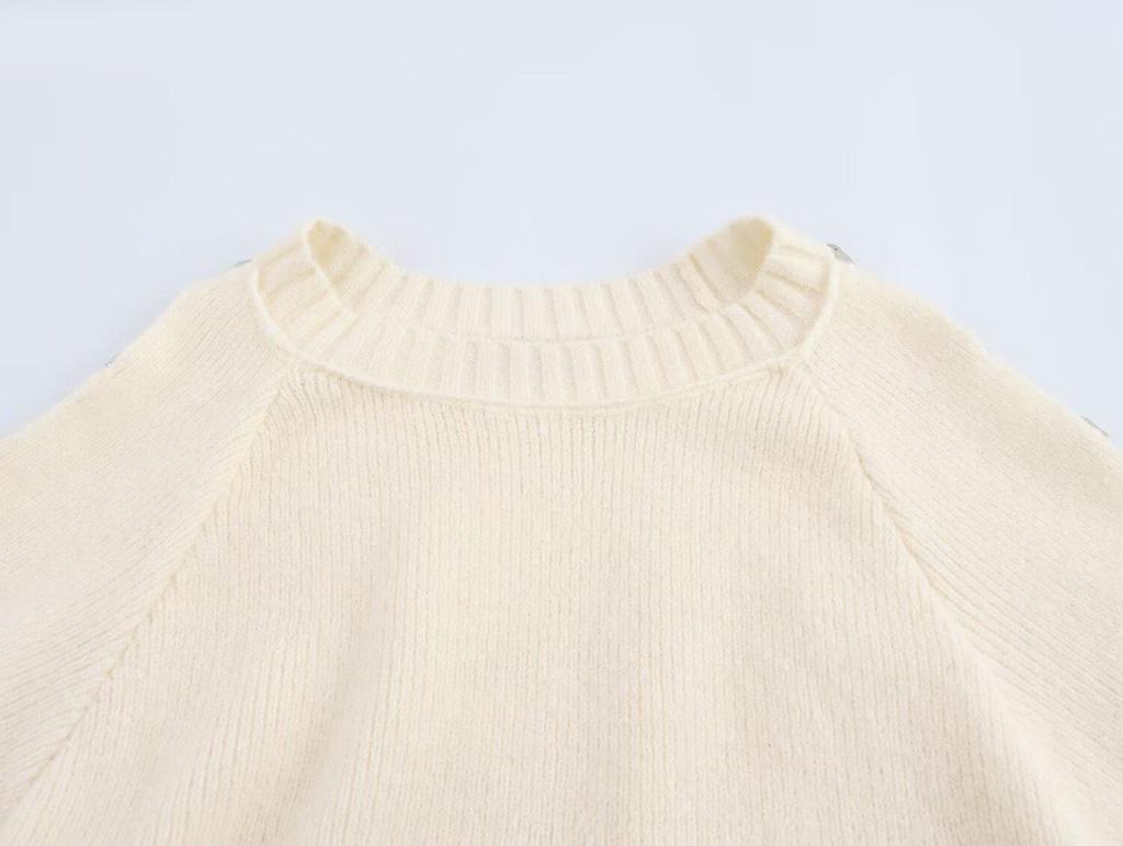 TAOP&ZA Women's Crew Neck Long Sleeve Knitted Pullover Sweater