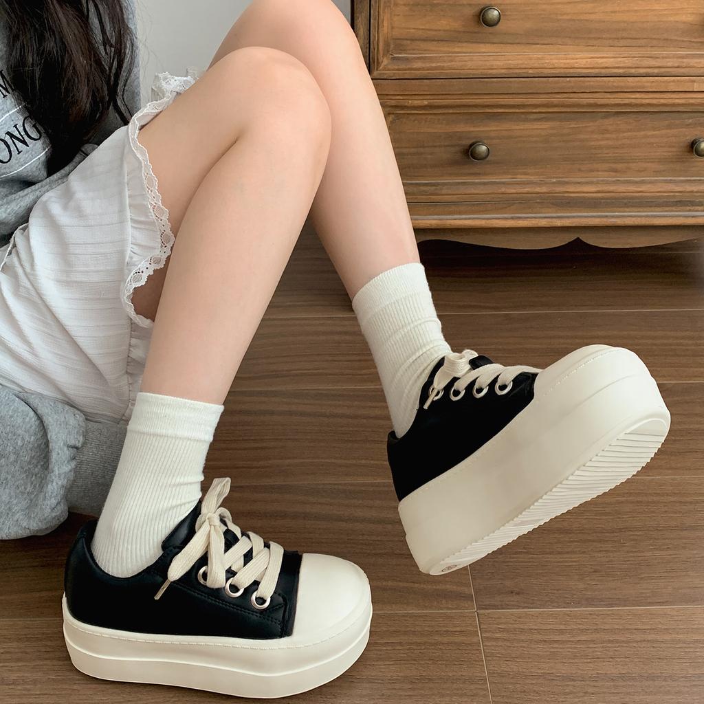 Queen Fan Black Retro Platform Low Top Canvas Shoes Women's 2025 New Autumn Casual Breadboard Shoes