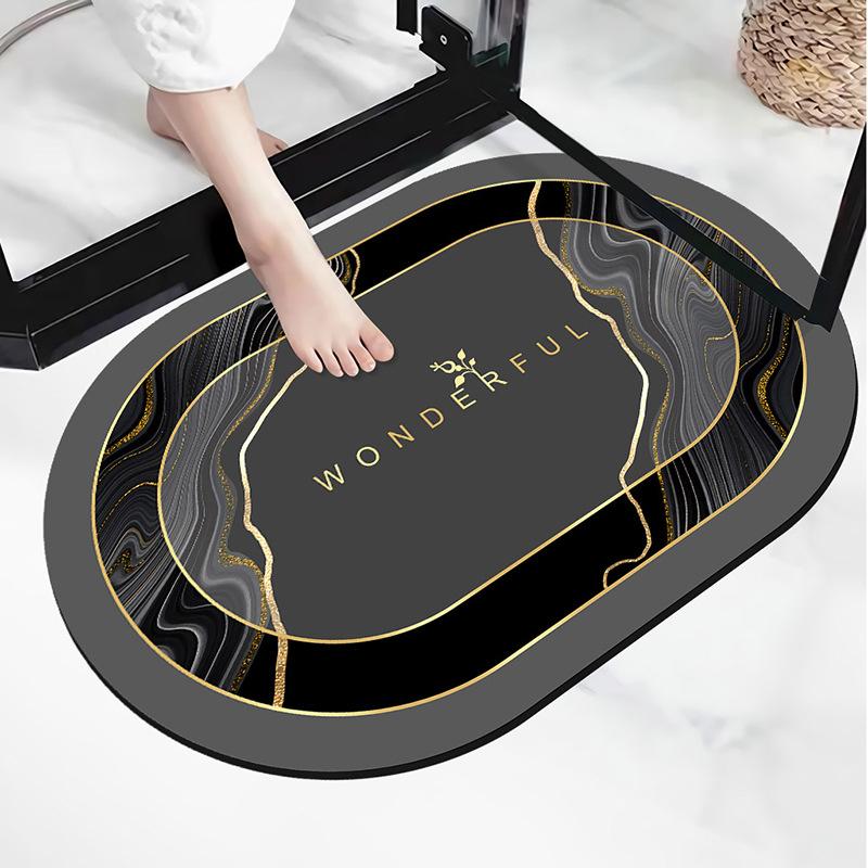 Light luxury style soft bathroom absorbent floor mat, quick drying anti fouling foot mat, washable bathroom