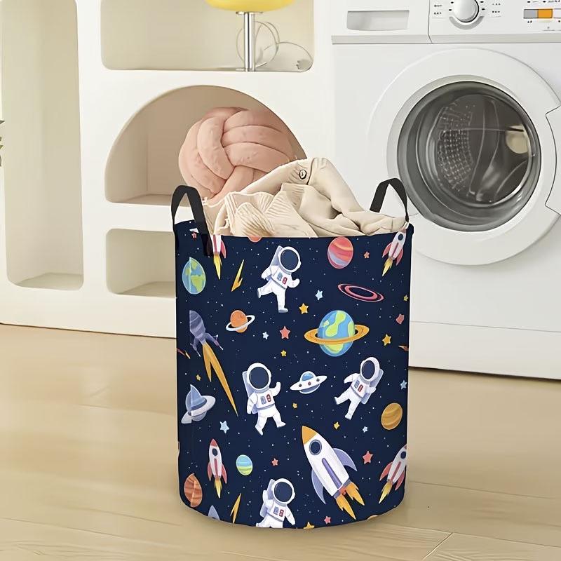 Large Cartoon Astronaut Laundry Basket - Fabric Hamper for Clothes & Bedroom Storage