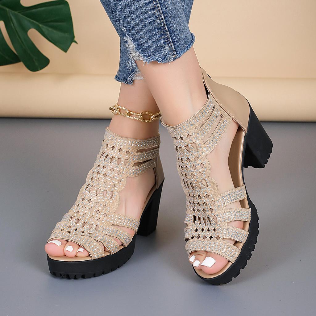 Fashion Women High Heel Sandals Summer Rome Fashion Hollow Platform Sandals Comfortable Outdoor Casual Dress Shoes Sandalias De Mujer