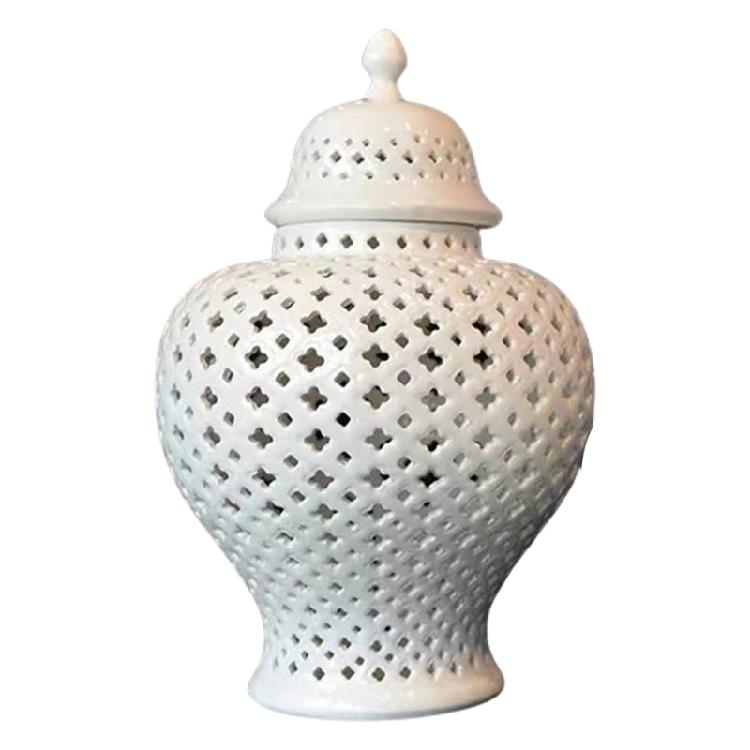 

Cutout Lattice Ceramics Storage Jar Porcelain Vases for Floral Arrangements Elegant Gingers Jar with Lid Wedding Decors M білий
