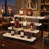 Espositore per Bottiglie in Ferro Scaffale per Liquori, Organizzatore Scaffale per Sciroppi da Caffè, 3 Gradini da Banco Decorativo per Vino per Bar Mini Armadietto, Scaffale Retrò per Casa Whiskey