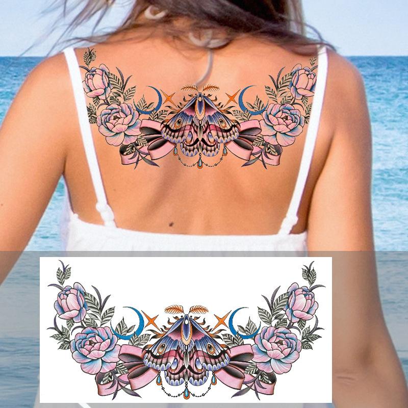 Über die Schulter Drache dreiseitiger Buddha Blume Brust Tattoo Aufkleber, neuer Halbarm-Buchstaben Anti-Schweiß Tattoo Aufkleber