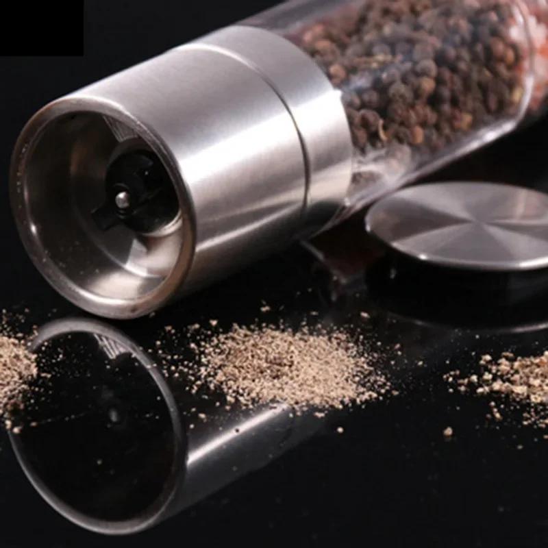 2 In 1 Dual Chambers Stainless Steal Sea Salt Pepper Grinder Adjustable Coarseness Spices Mill Seasoning Grinder