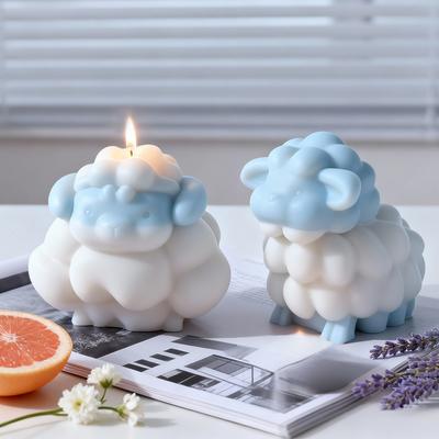 3D Cartoon Sheep Form Silicone Mold DIY Aroma Candle Gypsum Resin Molds Handmade Soap Candle Making Supplies