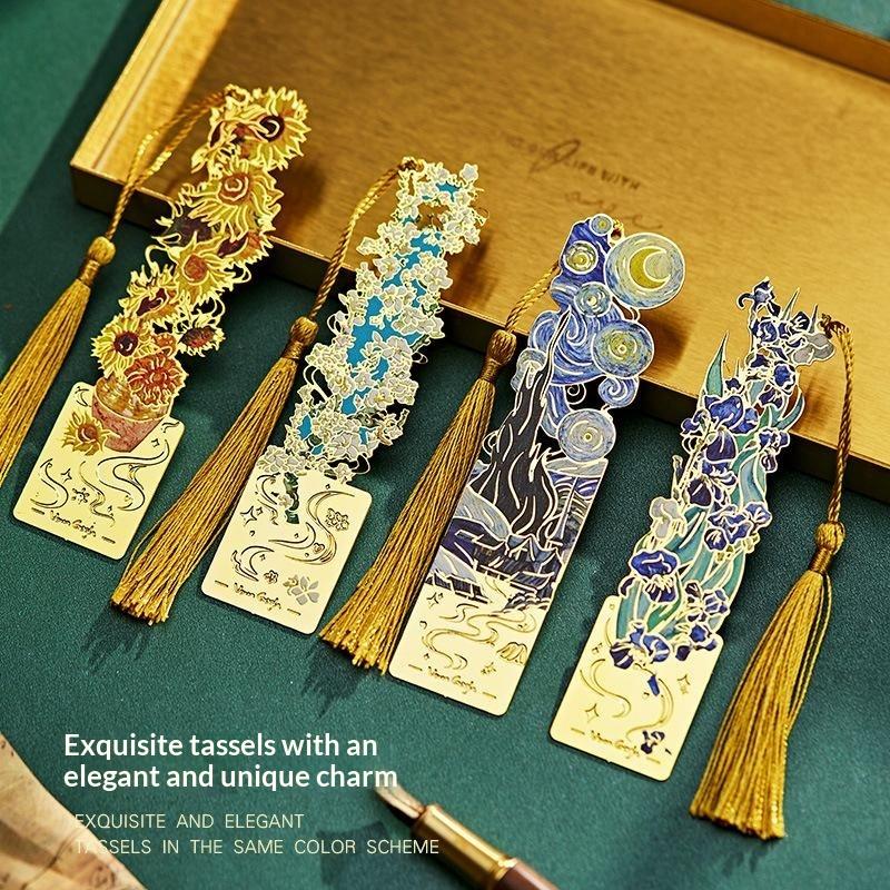 1/4Pcs Vintage Oil Painting Creative Metal Bookmark Bookmark Office School Supplies Funny Gift Stationery Items