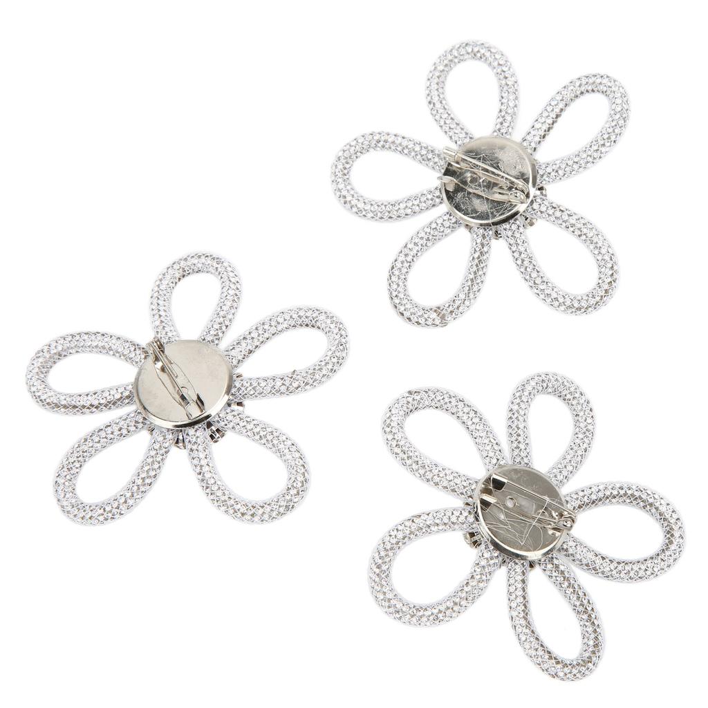 3Pcs Shoe Brooch Cute Colours 6cm Rhineston Wide Flower Shape Clothing Brooch for Shoes Bag Wedding Dress