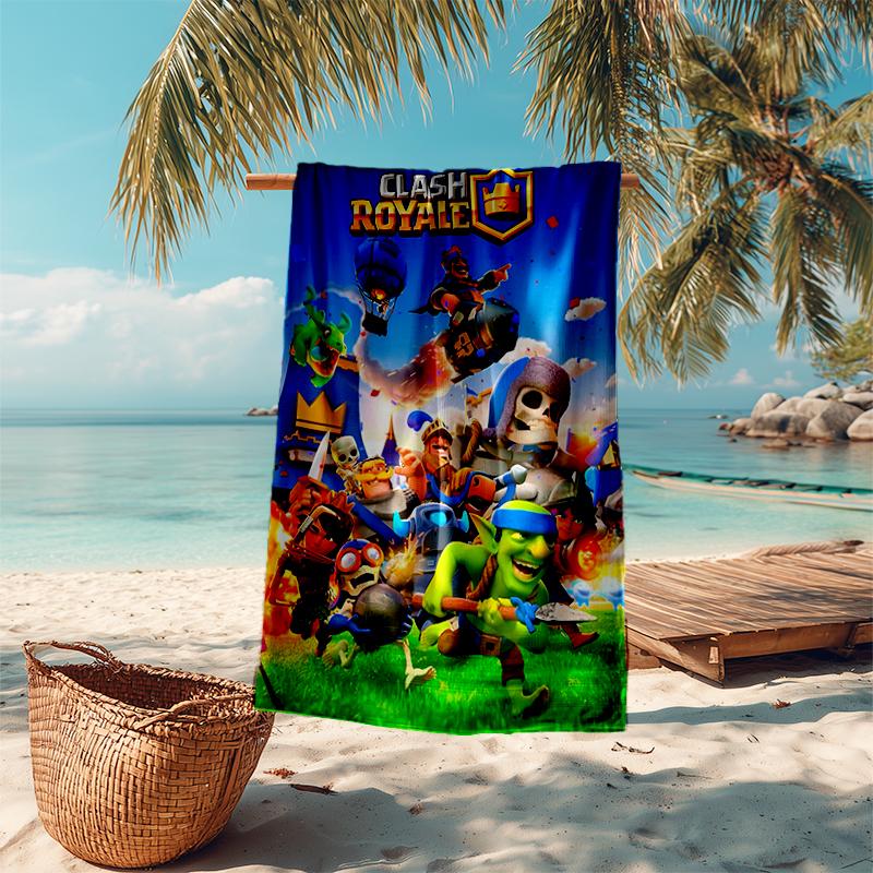 Ultra-Soft Beach Towel with Clash Royale Theme,Ideal for Pool - Camping, Diving - Perfect Travel Essential, Vibrant Beach Towel.