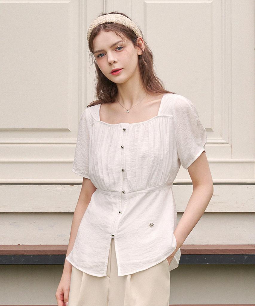 MICANE Voyageless Shirred Strap Blouse