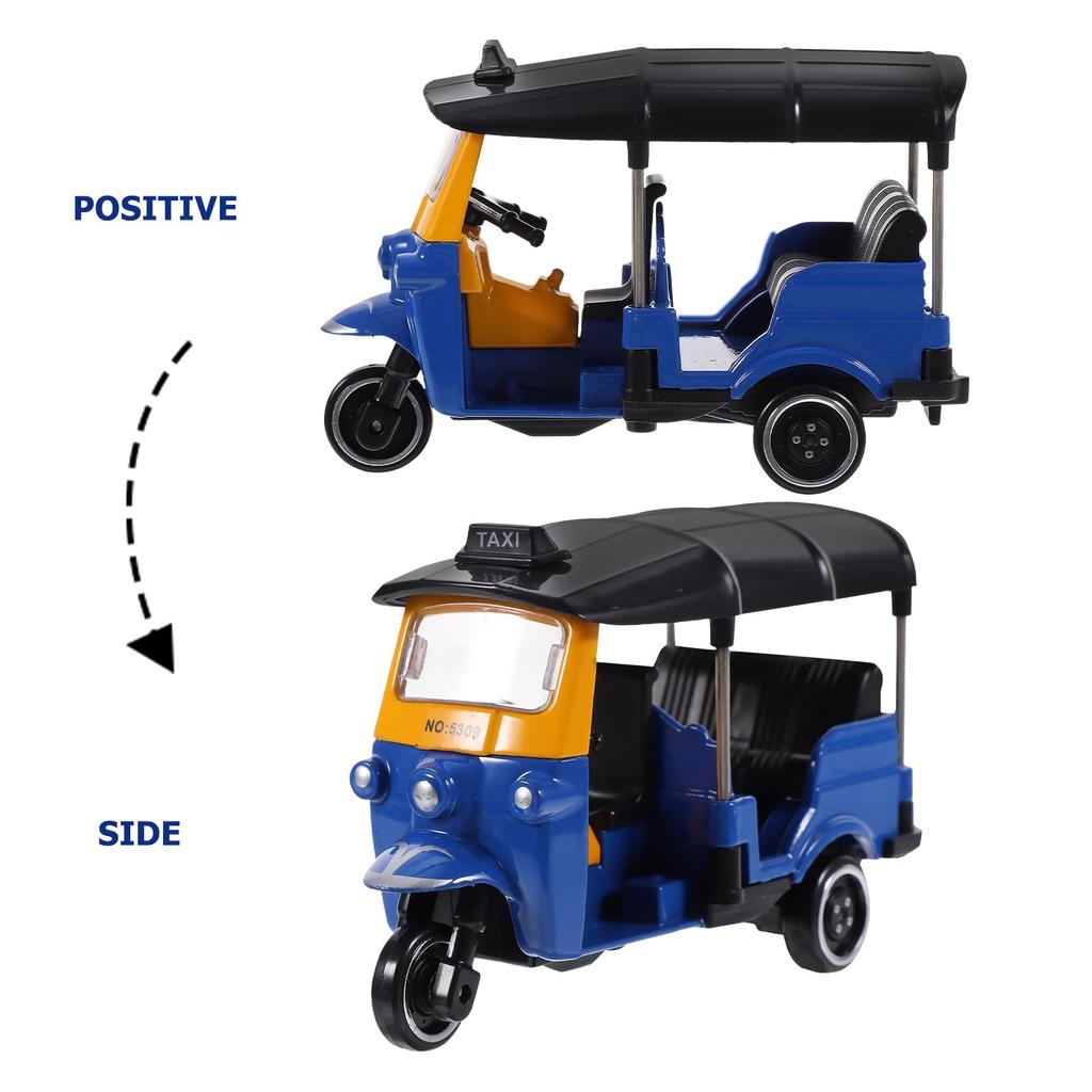 LEDMOMO Tomica Mini Car Toy Pull Back Map with Storage Box Birthday Gift Tricycle Model Alloy Tricycle Model Vintage Tricycle Decoration Home