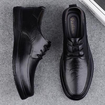 Men's Genuine Leather Lace-up Casual Shoes Breathable Men Comfortable Walking Shoes Men's Oxfords Flats Business Dress Sneakers