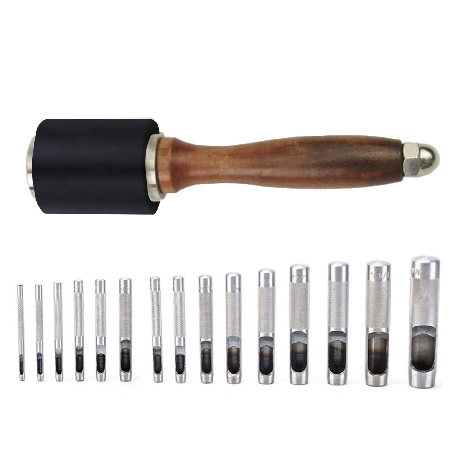 

Набор пробойников для кожи Saki Masa с молотком для резьбы и рукоделия & (3-25мм) (Набор из 15 предметов)