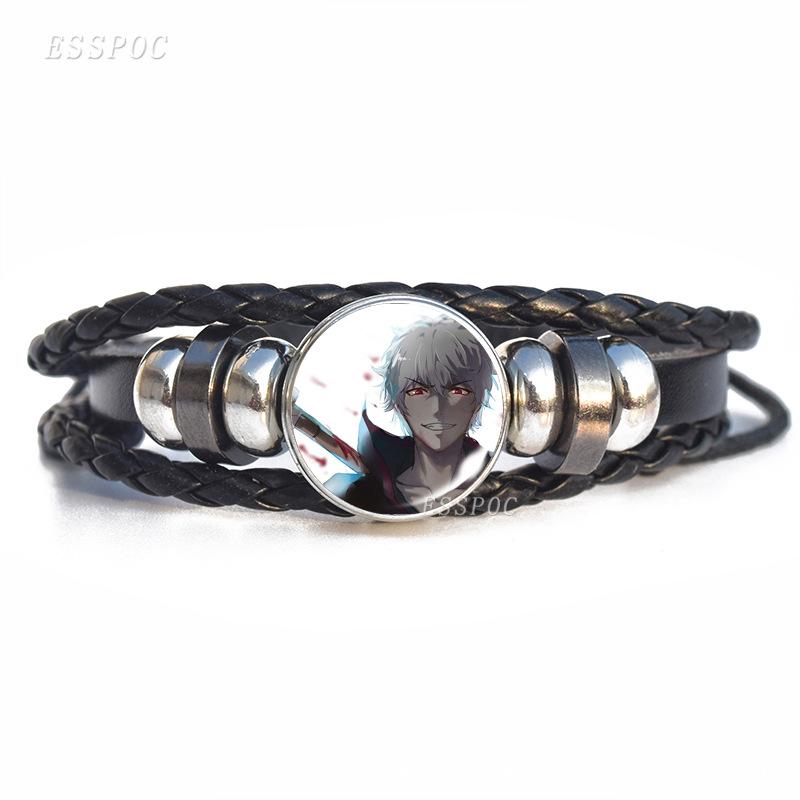 Naruto Inspired Sharingan Black Leather Men's Bracelet - Anime Gift