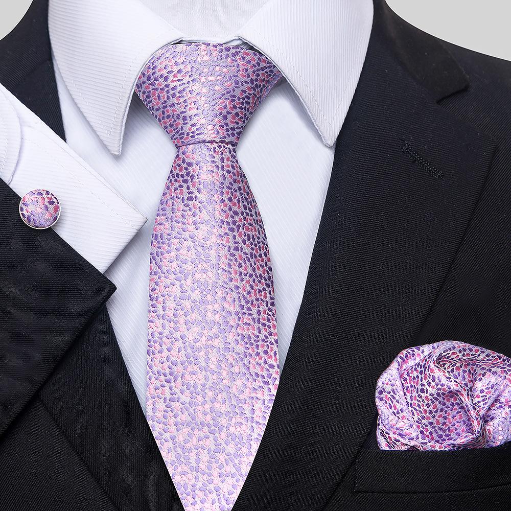 Korean Version Of Casual Floral Tie Men'S Jacquard Polyester Silk Pocket Towel Cufflink Tie Set
