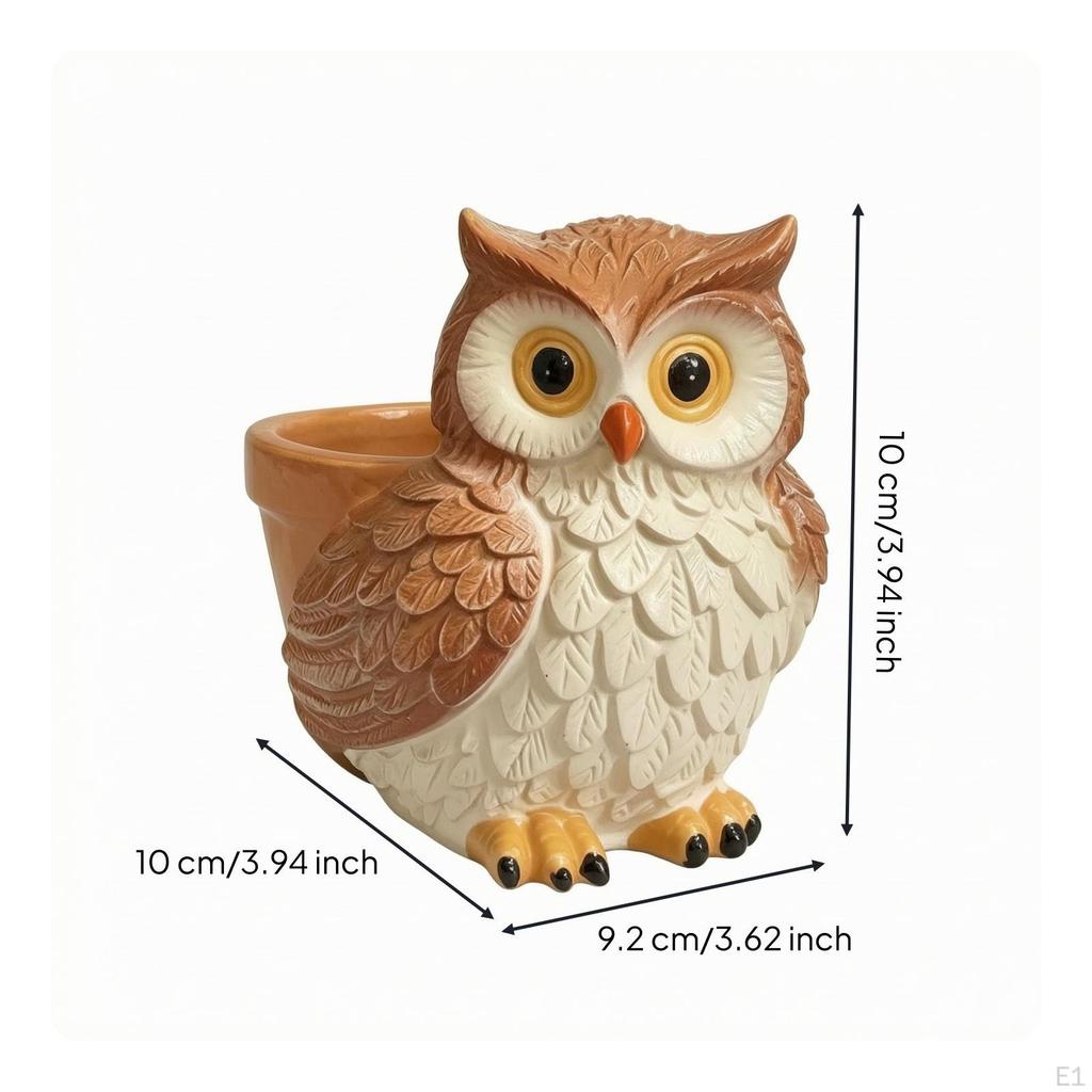 Feathered Friend Planter | Resin Construction, Textured Feather Detailing, Owl Flower Pot, for