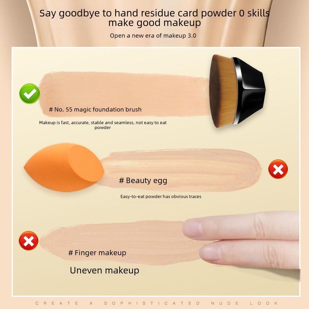 No. 55 Traceless Foundation Brush – Soft, Portable Makeup Brush Perfect for Beginners, Designed Without Liquid Foundation for a Flawless Finish.