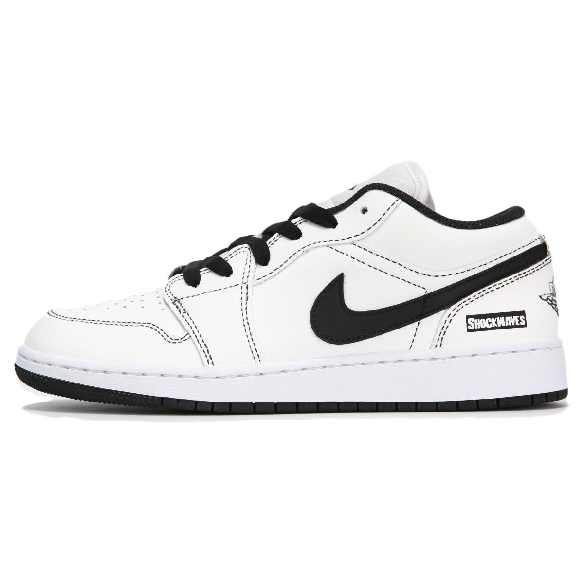 Jordan Air Jordan 1 Low Cushioning Slip Resistant Low top Vintage Basketball Shoes Women s White Black DC0774-101(Teamfour-AJ) 37.5