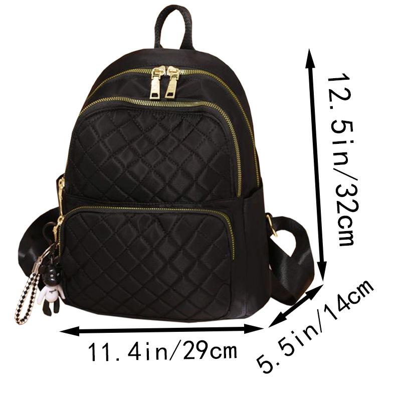 Everyday Elegant Quilted Backpack Trendy Compact Ladies Daypack, Classic Black Design for All Daily Casual Occasions