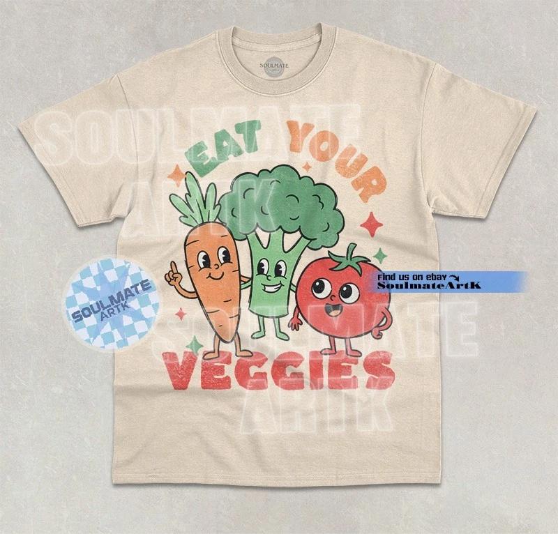 Eat Your Veggies T-Shirt Cute Vegetarian Farmers Market Graphic Unisex Shirt S