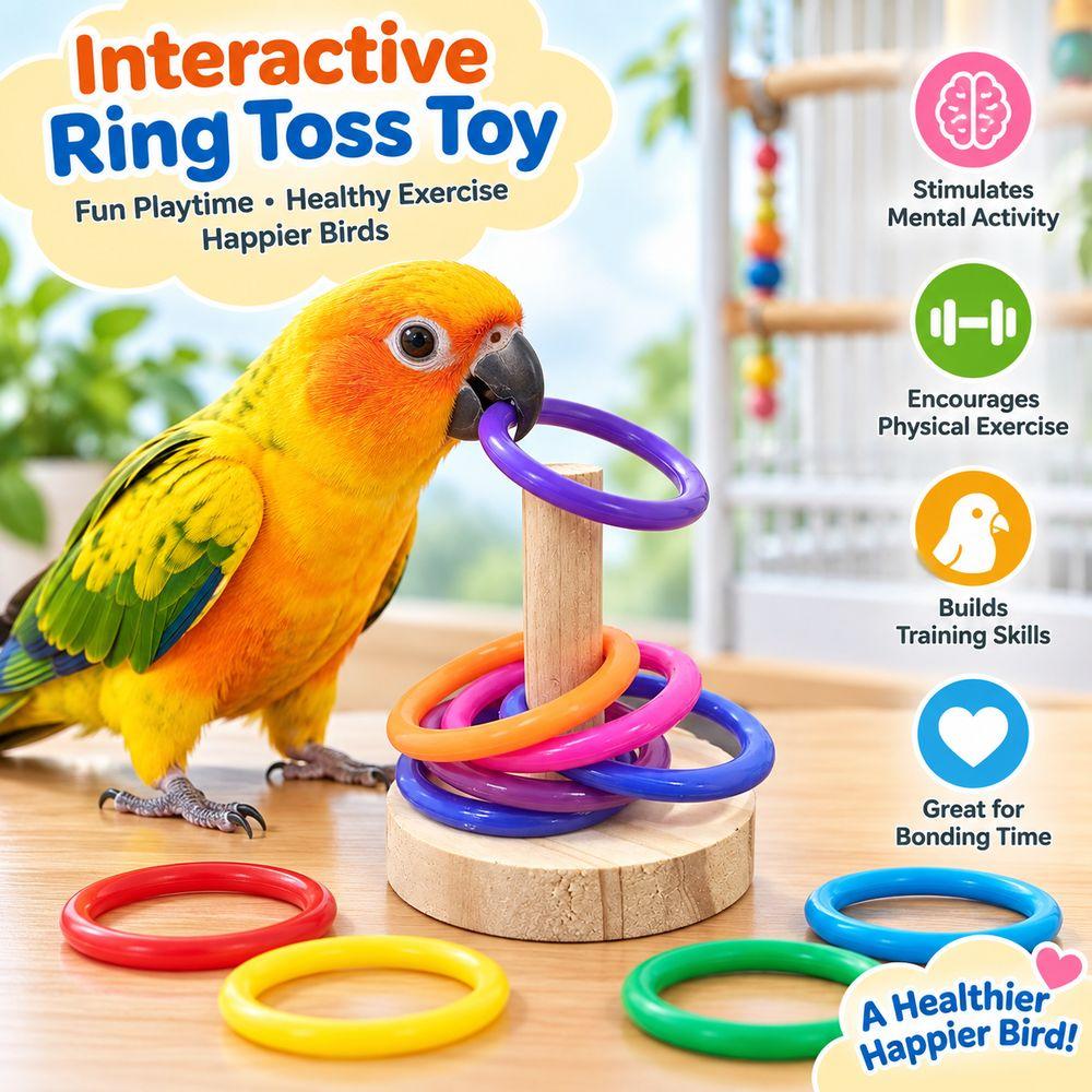 Colorful Rings Interactive Parrot Toy Interactive Exercise Toy For Parrots For Parrot