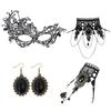 Gothic Lace Choker Necklace Bracelet Earrings Mask Eyemask Halloween Costume Accessories Jewelry for Women Girls Gift