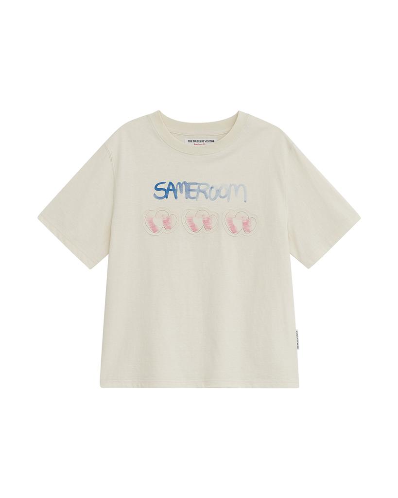 THEMUSEUMVISITOR Same Room Applique T-Shirt (Cream)