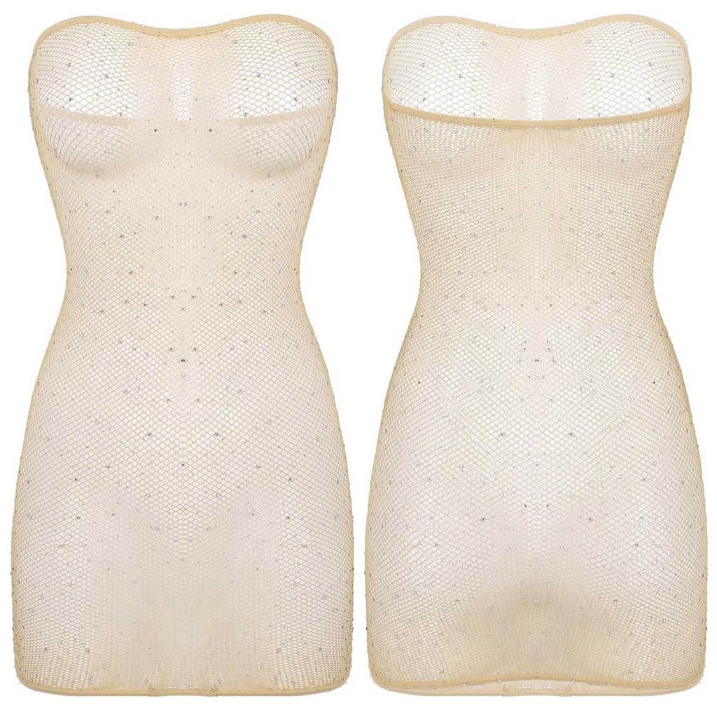 Robe Tube transparente Sexy pour femmes, Mini robe moulante avec strass brillants