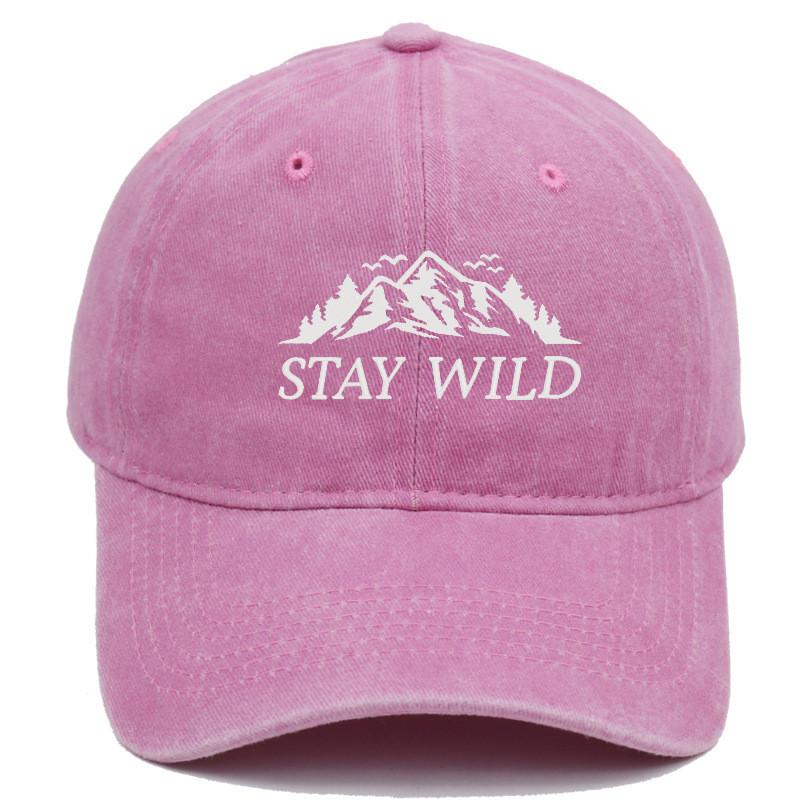 Stay Wild Mountain Embroidered Baseball Cap With Soft Top For Outdoor Sunshade